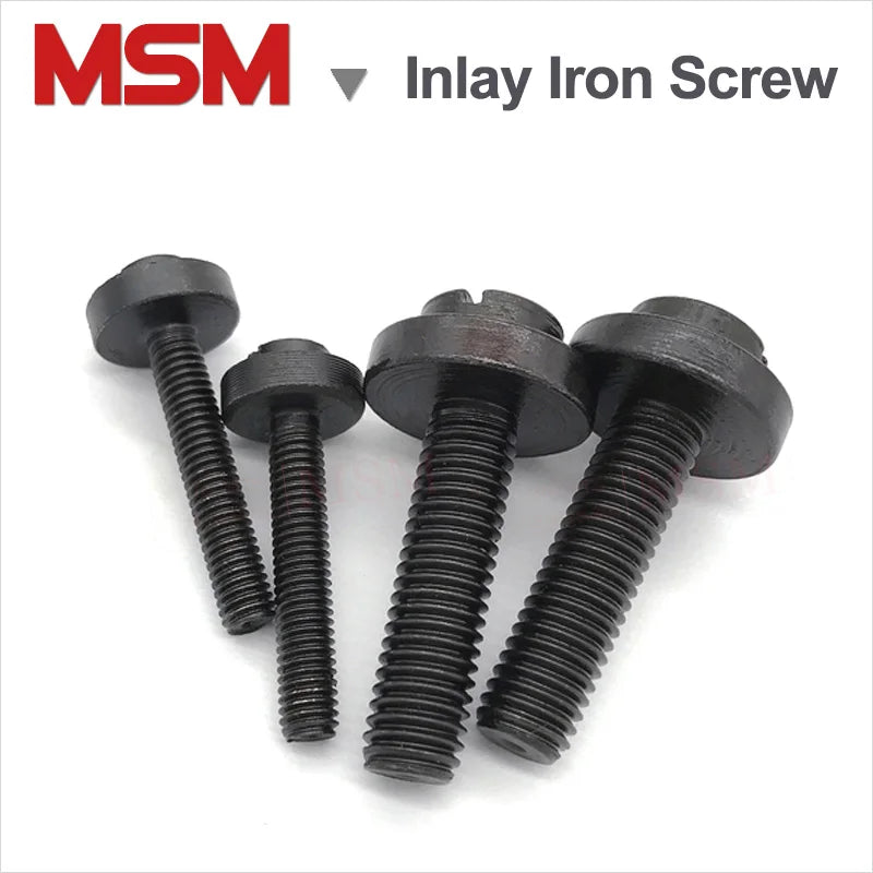 4 Pcs Carbon Steel Inlay Iron Screws With Slotted Round Head Imbed Bolt With Pad For CNC Lathe Insert Iron Adjusting M6/8/10/12