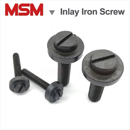 4 Pcs Carbon Steel Inlay Iron Screws With Slotted Round Head Imbed Bolt With Pad For CNC Lathe Insert Iron Adjusting M6/8/10/12