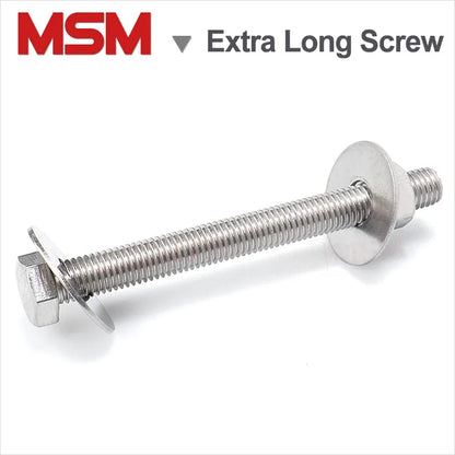 4 Sets Stainless Steel Hex Head M6 M8 Extra Long Screw/Bolt With Two Plain Washers And One Nut Fully Threaded Length [40~200mm]