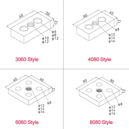 4pcs Aluminum Profile End Connection Plate 3060 4080 6060 8080 Adjusting Caster Cup Foot Support Plate A Hollow/B Solid Styles