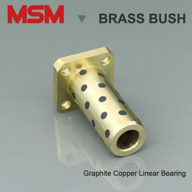 4pcs MSM LMK10L 40*6/10*19*55mm Square Flange Linear Bearing Graphite Copper LMK10LUU Self-lubricating Brass Bush JDB Sleeve