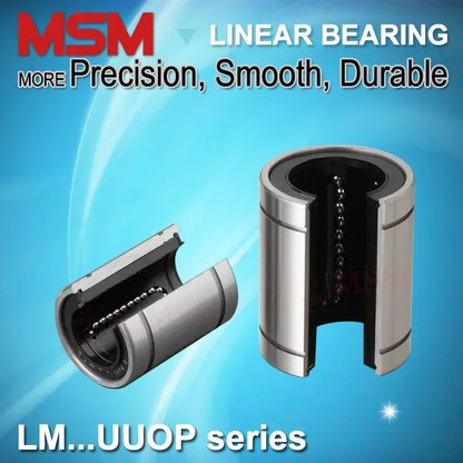 4pcs MSM Open Type Linear Bearings LM12UUOP LM16UUOP LM20UUOP LM25UUOP LM30UUOP LM35UUOP Rail Shaft Sliding Motion Ball Bushings