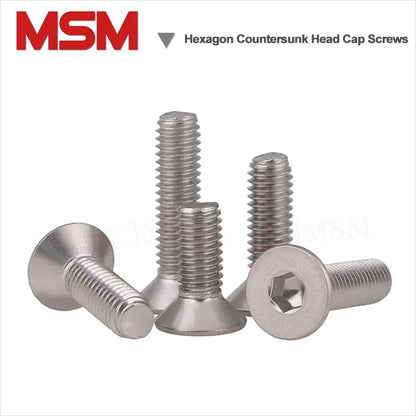 5/10 PCS M8 M10 M12 Stainless Steel Hexagon Socket Countersunk Head Cap Screws DIN7991 Standard Metric Thread Length10/16/20/25