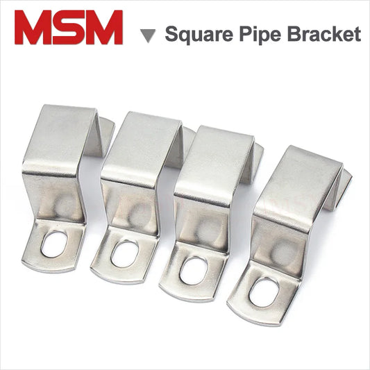 5/2 Pcs Stainless Steel Square Retangular M-Shaped Horseback Pipe Bracket Pipe Saddle Clamp/Buckle For Square Pipe Fixture