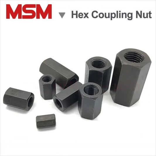 5/2PCS High Intensity Grade 8.8 Hex Coupling Nut Thicken Long Connecting Nuts Metric Standard M8~M30 For CNC Lathe Mold Clamping