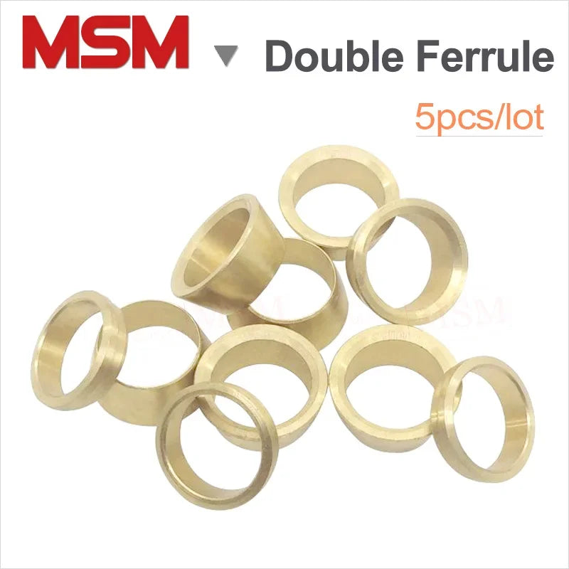 5 PCS  Copper Double Ferrule For Compression Union Connector 3/4/6/8/10/12/14/16/18/20/22mm Compression Brass Sleeve Ferrule