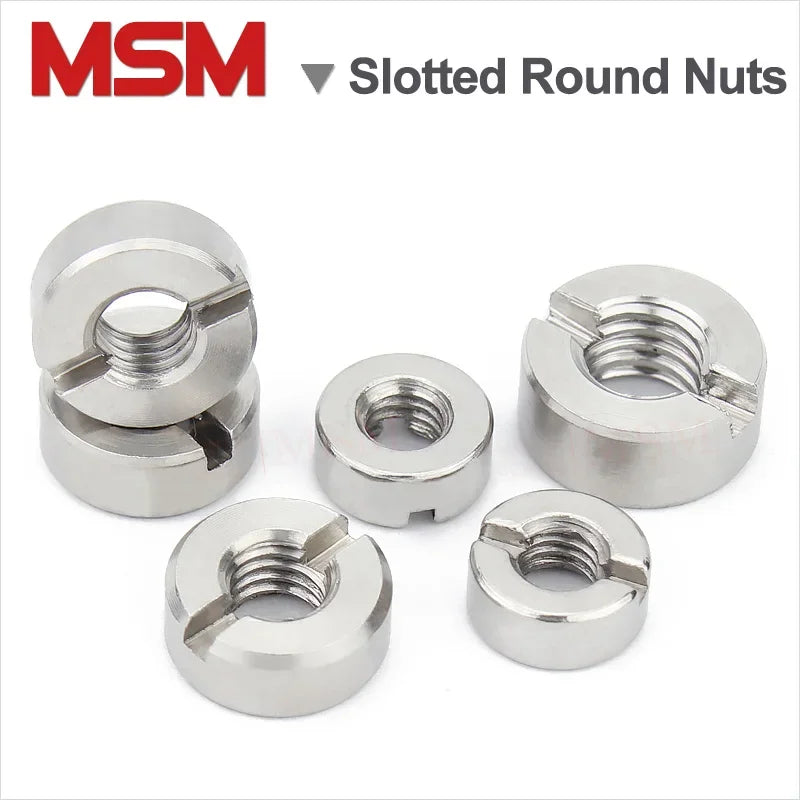 5 Pcs Stainless Steel Slotted Round Nut M3 M4 M5 M6 M8 M10 Coupling Nut/Connector With Slot