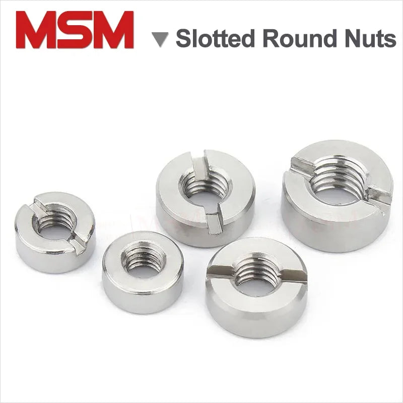 5 Pcs Stainless Steel Slotted Round Nut M3 M4 M5 M6 M8 M10 Coupling Nut/Connector With Slot