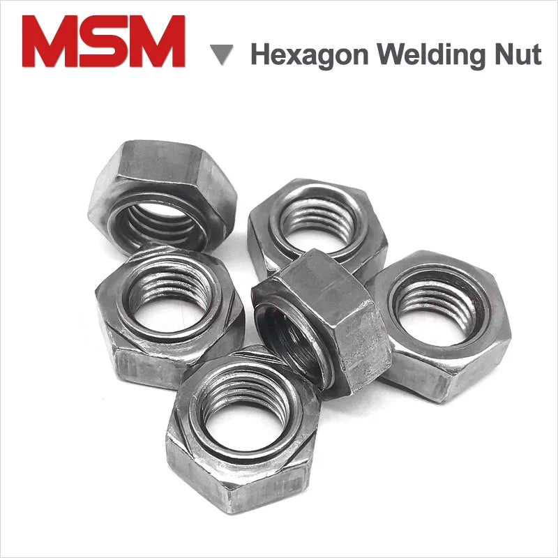 50-100Pcs Carbon Steel Hexagon Welding Nut A/B Style With/Without Welding Spot M3/4/5/6/8/10/12/14/16 Metric Thread