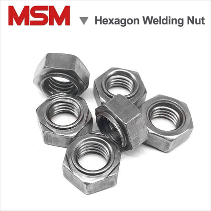 50-100Pcs Carbon Steel Hexagon Welding Nut A/B Style With/Without Welding Spot M3/4/5/6/8/10/12/14/16 Metric Thread