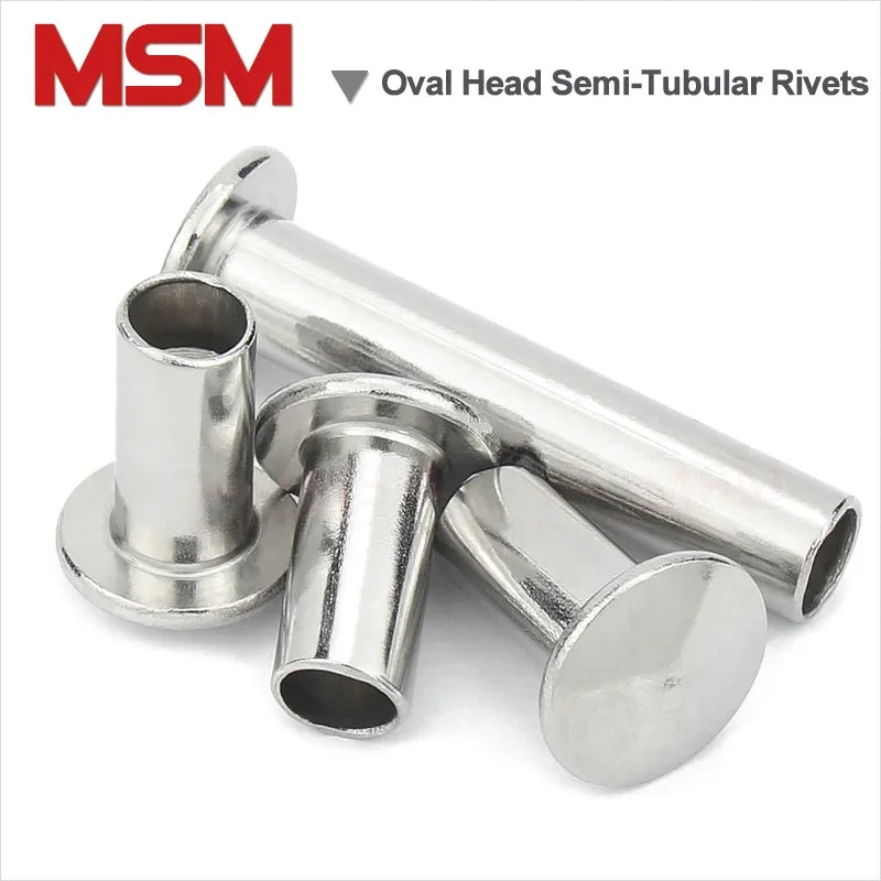 50/20 Pcs Stainless Steel Oval Head Semi-Tubular Rivets Round Head Half Hollow Shank GB873 M2 M2.5 M3 M4 M5 M6