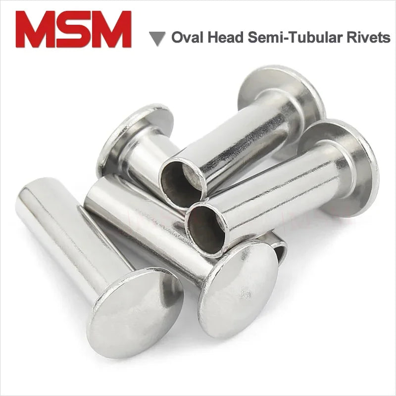 50/20 Pcs Stainless Steel Oval Head Semi-Tubular Rivets Round Head Half Hollow Shank GB873 M2 M2.5 M3 M4 M5 M6