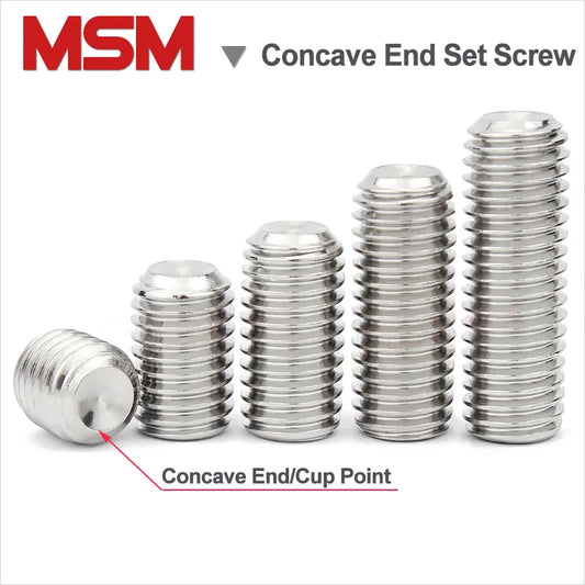 50/60 Pcs Stainless Steel M1.6 M2 M2.5 Hexagon Socket Concave End Set Screws Cup Point Grub Headless Bolt Hex Grub Screw