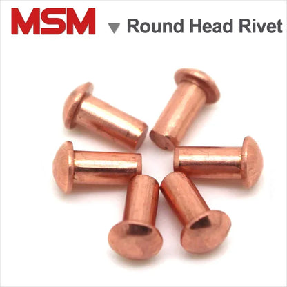 500Gram/lot Red Copper Round Head Solid Rivet M1.5/2/2.5/3/4/5/6 Mushroom Head Rivet Semi-round Head Hammer Style Wholesale