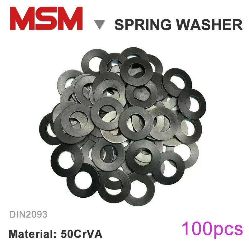 100pcs MSM Disc Springs 50CrVA Compression Gasket Outer Diameter 6/8/10/12.5/14/16/18/20mm Conical Washer