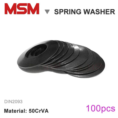 100pcs MSM Disc Springs 50CrVA Compression Gasket Outer Diameter 6/8/10/12.5/14/16/18/20mm Conical Washer