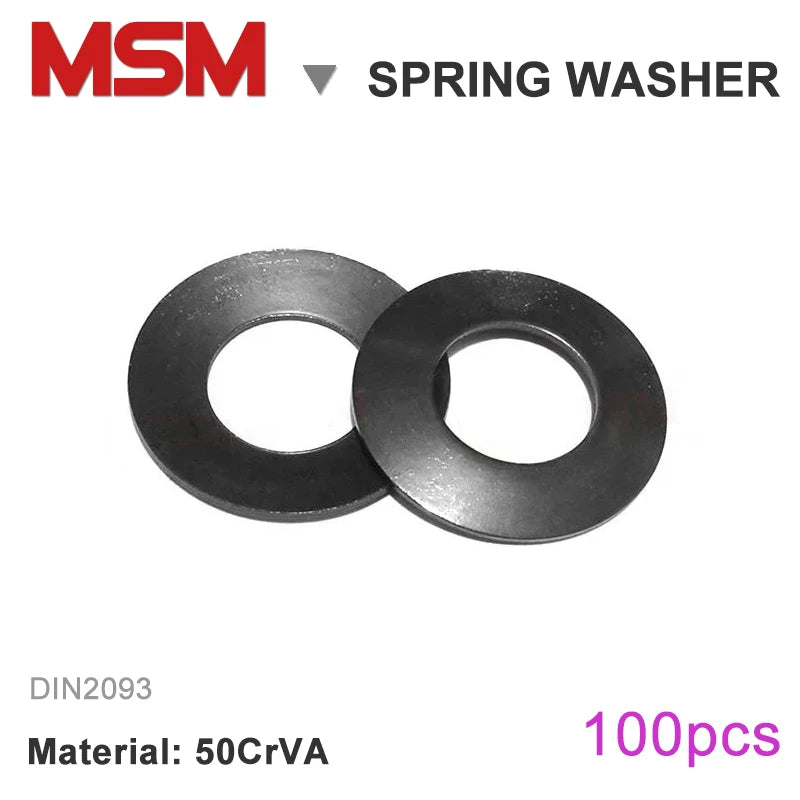 100pcs MSM Disc Springs 50CrVA Compression Gasket Outer Diameter 6/8/10/12.5/14/16/18/20mm Conical Washer