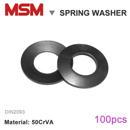 100pcs MSM Disc Springs 50CrVA Compression Gasket Outer Diameter 6/8/10/12.5/14/16/18/20mm Conical Washer