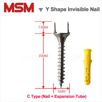 50PCS Y Shape Invisible Nail Seamless Length 12/25/35mm Claw nails Two Direction Fixed For Wood Baseboard/Skirting Installation