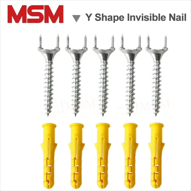 50PCS Y Shape Invisible Nail Seamless Length 12/25/35mm Claw nails Two Direction Fixed For Wood Baseboard/Skirting Installation