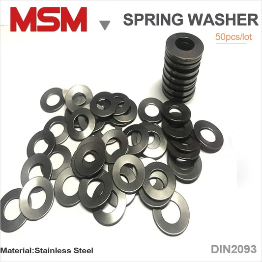 50pcs Stainless Steel Compression Spring Washer Disc Spring Outer Diameter 6/8/10/12.5/14/16/18/20mm