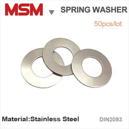 50pcs Stainless Steel Compression Spring Washer Disc Spring Outer Diameter 6/8/10/12.5/14/16/18/20mm