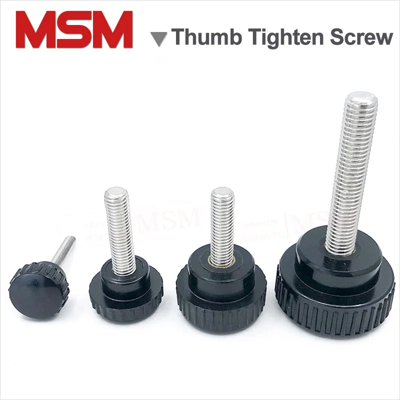 5Pcs Round Head Hand Tighten Screw Round Knurled Rubber Thumb Screw Plastic Tighten Bolt M4 M5 With Stainless Steel Rod