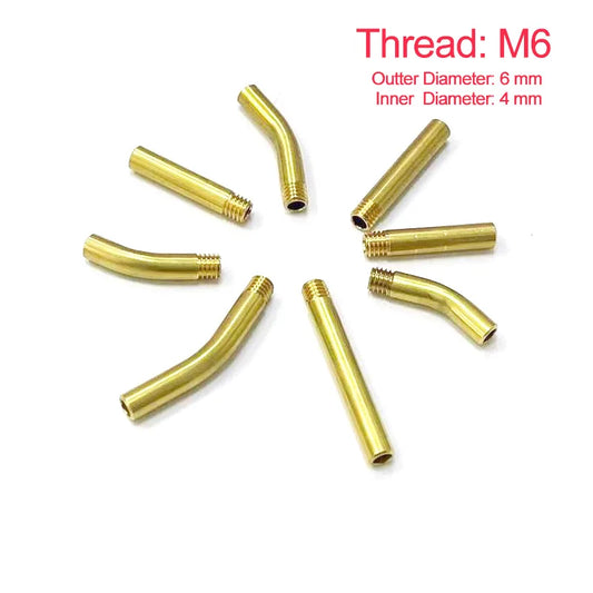 5pcs Brass Copper M6 Thread Hollow Tube/Pipe Straight/Bend  for CNC Sprayer  Spindle Cooling Nozzle Extension Pipe