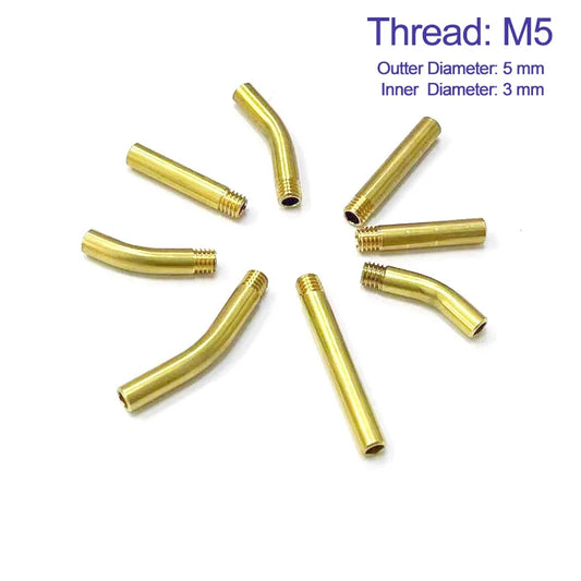 5pcs Brass M5 Threaded Spindle Cooling Nozzle Extension Pipe Straight/Bend Copper Hollow Tube/Pipe  for CNC Sprayer