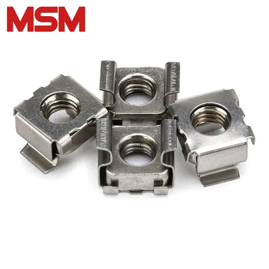 5pcs M4 M5 M6 M8 Square Clip Floating Cage Nut 304 Stainless Steel Cassette Elastic Enclosure Nuts for Server Cabinet Shelf Rack