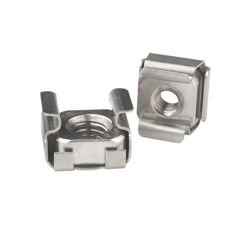 5pcs M4 M5 M6 M8 Square Clip Floating Cage Nut 304 Stainless Steel Cassette Elastic Enclosure Nuts for Server Cabinet Shelf Rack