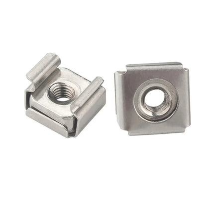 5pcs M4 M5 M6 M8 Square Clip Floating Cage Nut 304 Stainless Steel Cassette Elastic Enclosure Nuts for Server Cabinet Shelf Rack