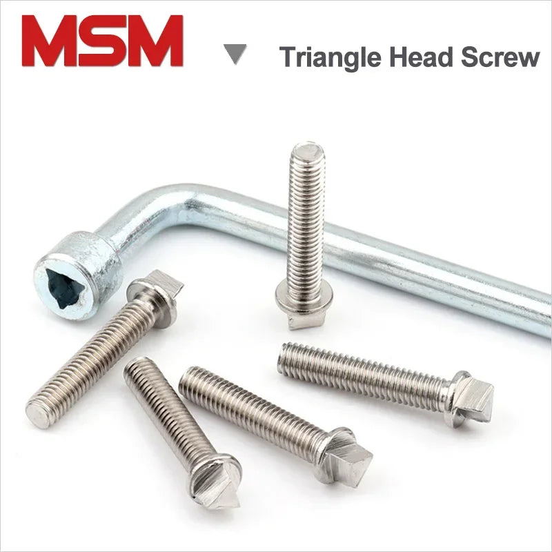 5pcs MSM Triangle Head Screws Anti-theft Bolt Stainless Steel M6 M8 M10 Anti-dismantle Chassis Bolts with Wrench Screwdriver