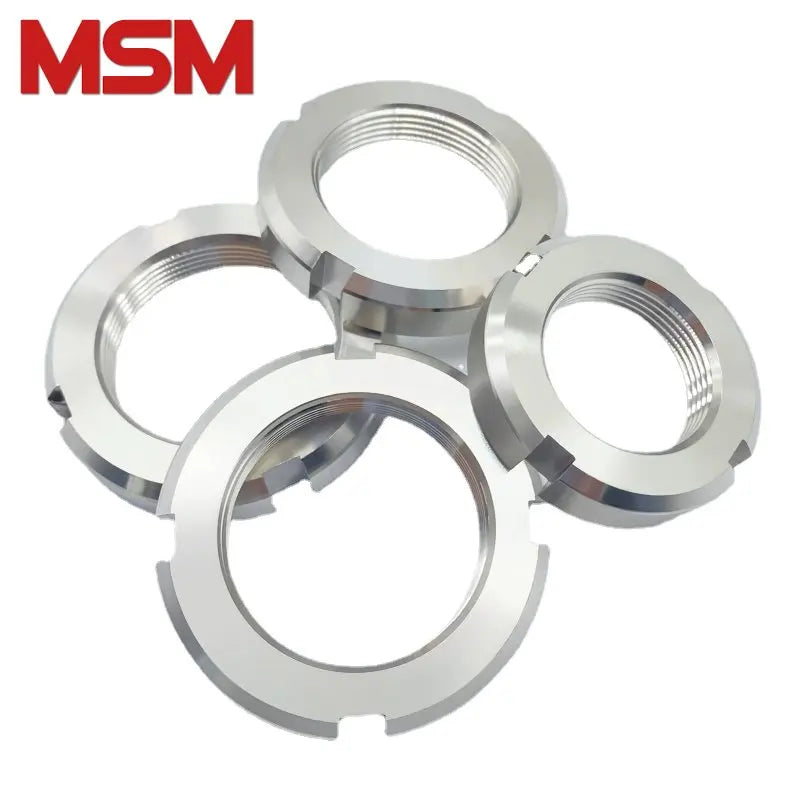5pcs Slotted Round Locking Nuts SUS304 Stainless Steel M10 ~ M52 Fine Thread GB812 Self-locking Four Slots Anti-return Round Nut