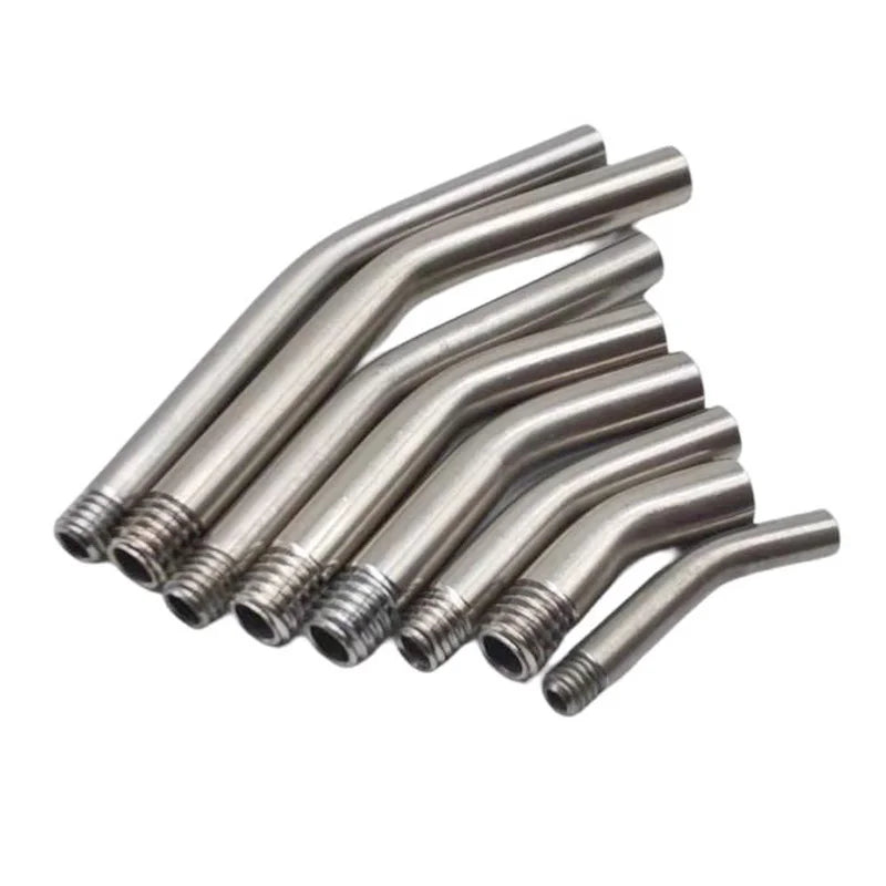 5pcs Stainless Steel M5 Threaded Hollow Straight/Bend Outlet Extension Pipe for CNC Spindle Sprayer Cooling Extension Nozzle