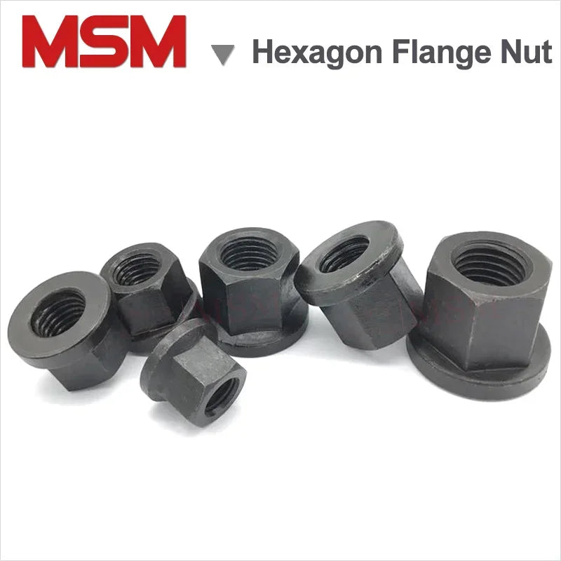 6/2Pcs A3/Carbon Steel/Quenched/Harden Hexagon Flange Nuts With Pad M8/10/12/14/16/18/20/22/24/27/30/36 Pressure Plate Nut 10.9