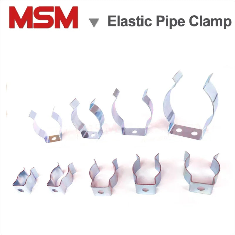 6Pcs Elastic Pipe Clamp Flexible Shrapnel Bracket Tube Holder Lamp Clip Diameter 5mm~50mm Open Style Pipe U Shape Clamp