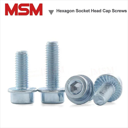 Carbon Steel Hexagon Socket Head Cap Screws With Anti-loose Flange Zinc Plated Loose-proof Screws M5 M6 M8 M10