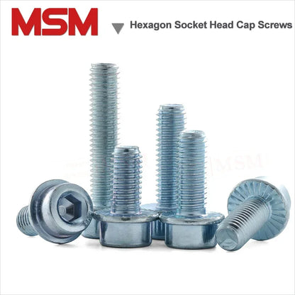 Carbon Steel Hexagon Socket Head Cap Screws With Anti-loose Flange Zinc Plated Loose-proof Screws M5 M6 M8 M10