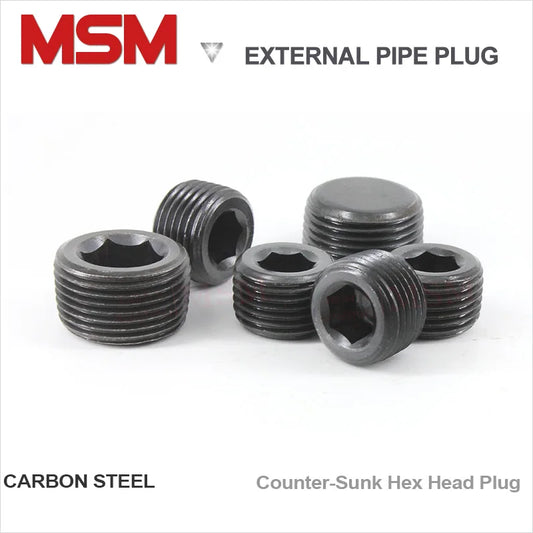 Carbon Steel PT/NPT Throat Plug Counter-Sunk Hex Head Plug External Pipe Plug Fittings 1/16'' 1/8'' 1/4'' 3/8'' 1/2'' 3/4'' 1''