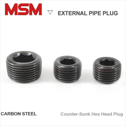 Carbon Steel PT/NPT Throat Plug Counter-Sunk Hex Head Plug External Pipe Plug Fittings 1/16'' 1/8'' 1/4'' 3/8'' 1/2'' 3/4'' 1''