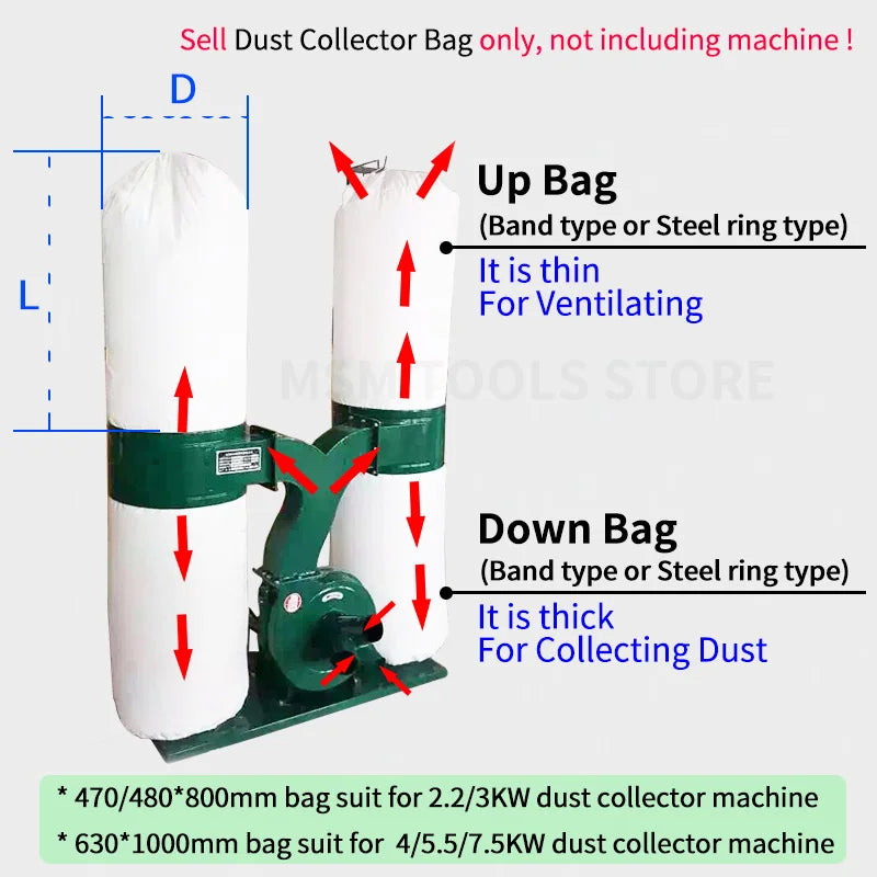 Carpenter Dust Collector Bag Woodworking Dust Collection Pocket Filter Cloth Bags (1PCS)
