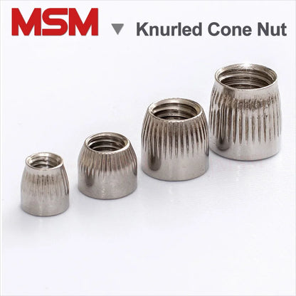 Free Shipping 10 / 20PCS Stainless Steel Concial Nut With Knurl Female Thread Cone Nut M6 M8 M10 M12 Expansion Tail Cap