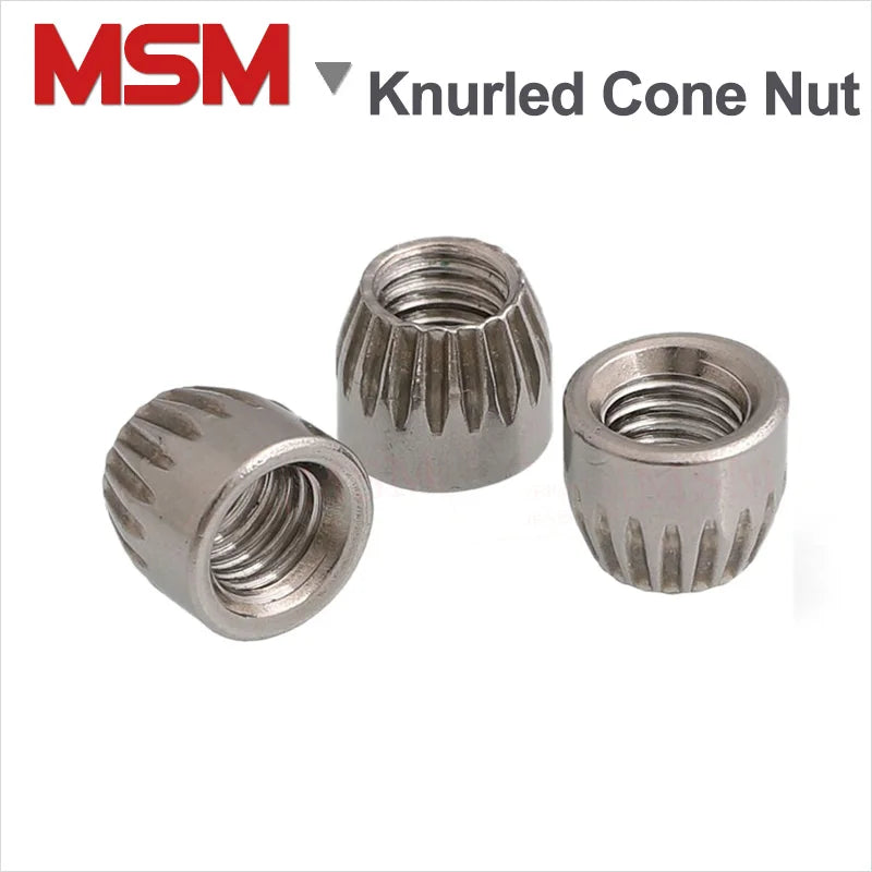 Free Shipping 10 / 20PCS Stainless Steel Concial Nut With Knurl Female Thread Cone Nut M6 M8 M10 M12 Expansion Tail Cap