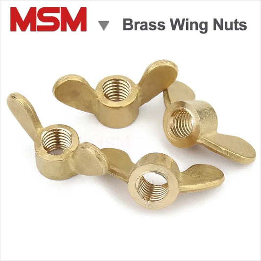 Free Shipping Brass Wing Nuts Thumb Tighten Butterful Nuts M3 M4 M5 M6 M8 M10 M12 M16