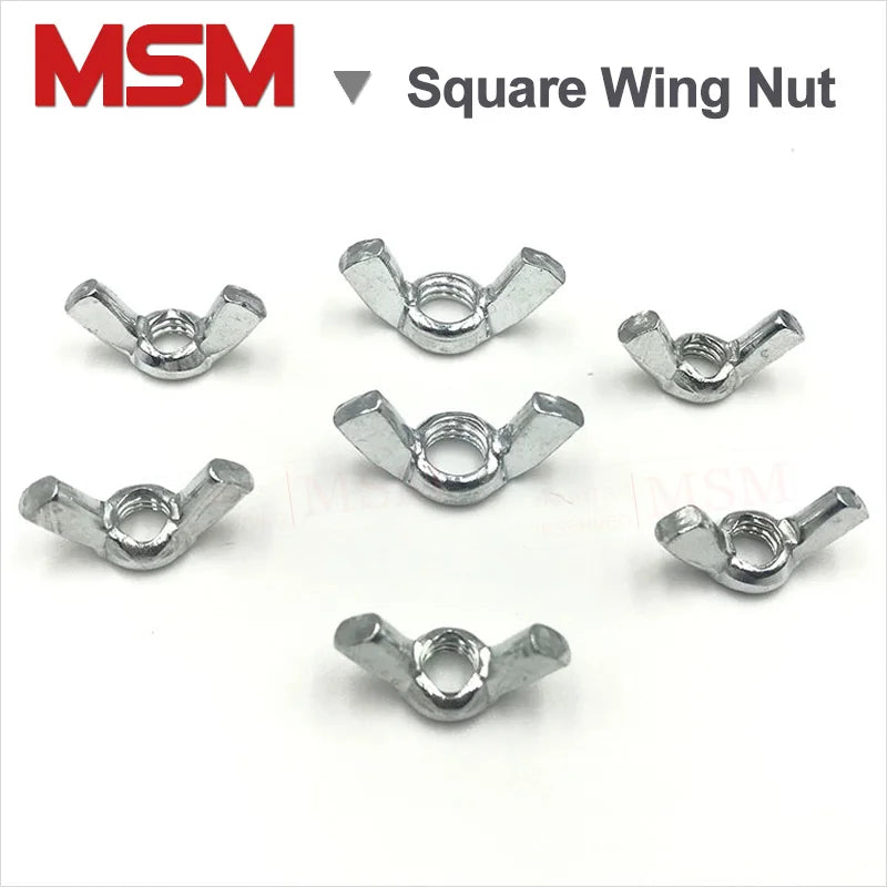 Free Shipping Carbon Steel Square Wing Nuts Zinc Plated Thumb Tighten Butterfuly Nuts M3 M4 M5 M6 M8 M10 M12