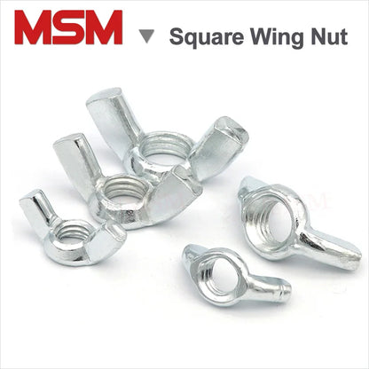 Free Shipping Carbon Steel Square Wing Nuts Zinc Plated Thumb Tighten Butterfuly Nuts M3 M4 M5 M6 M8 M10 M12