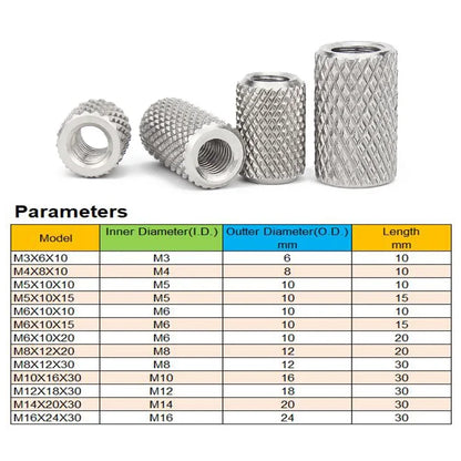 Free Shipping Stainless Steel Knurled Coupling Nuts M3 M4 M5 M6 M8 M10 M12 M14 M16 cylindrical hand twisted mesh link adjustment