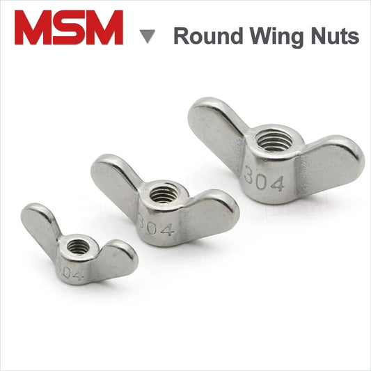 Free Shipping Stainless Steel Round Wing Nuts Thumb Tighten Butterfuly Nuts M4 M5 M6 M8 M10 M12 M16