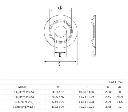 20pcs MSM Countersunk Cup Washers M3 M4 M5 M6 Stainless Steel Concave-Convex Bowl Type Conical Washer Fisheye Gaskets